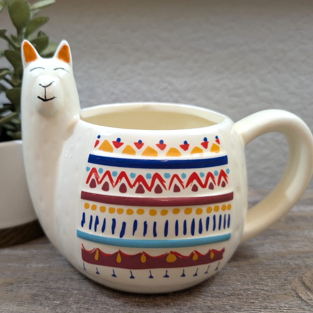 Llama Mug Ceramic Cute Animal Coffee Cup Modern Gourmet Foods Boho Novelty